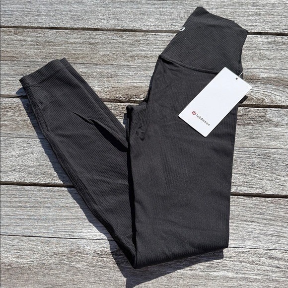 lululemon athletica Pants - lululemon Align Ribbed High-Rise Pant 28" Black size‎ 2 NWT leggings